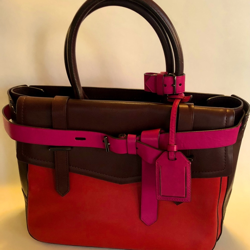 Reed Krakoff Brown Red Pink Leather Tote
